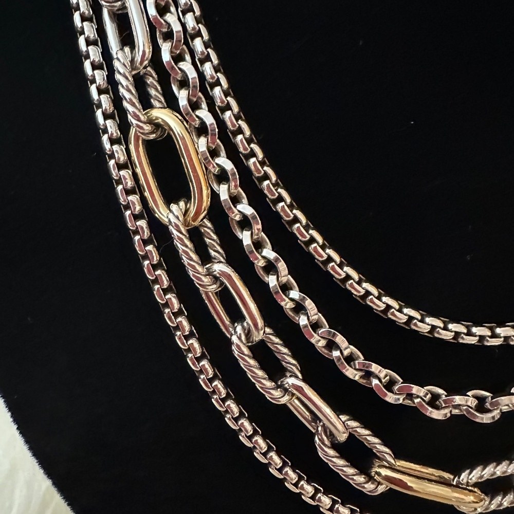 Authentic David Yurman Four Row Mixed Chain Neckl… - image 3